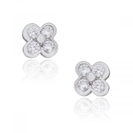 Tiffany & Co. Platinum 0.20ctw Bezel Set Diamond Flower Motif Stud Earrings