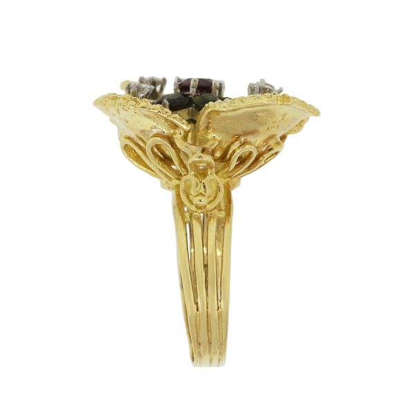yellow gold flower ring