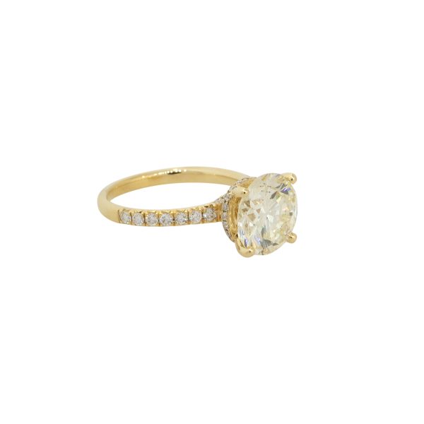 GIA Certified 18k Yellow Gold 4.47ctw Round Diamond Halo Engagement Ring