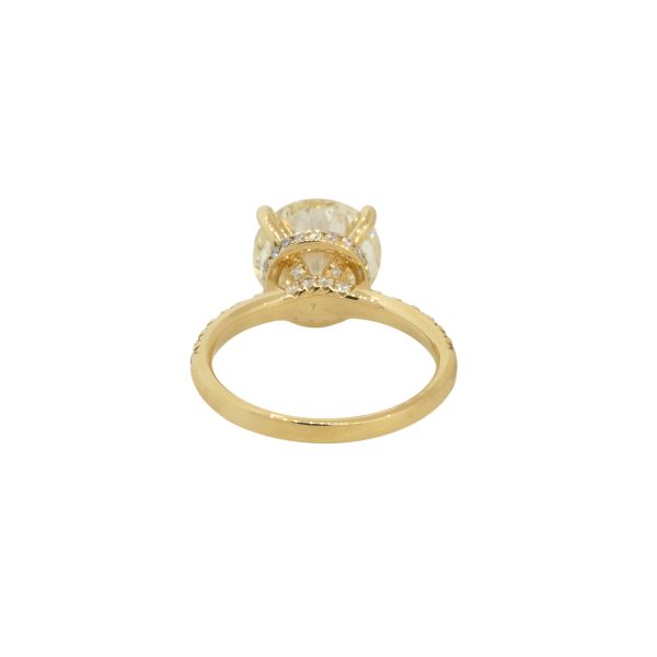 GIA Certified 18k Yellow Gold 4.47ctw Round Diamond Halo Engagement Ring