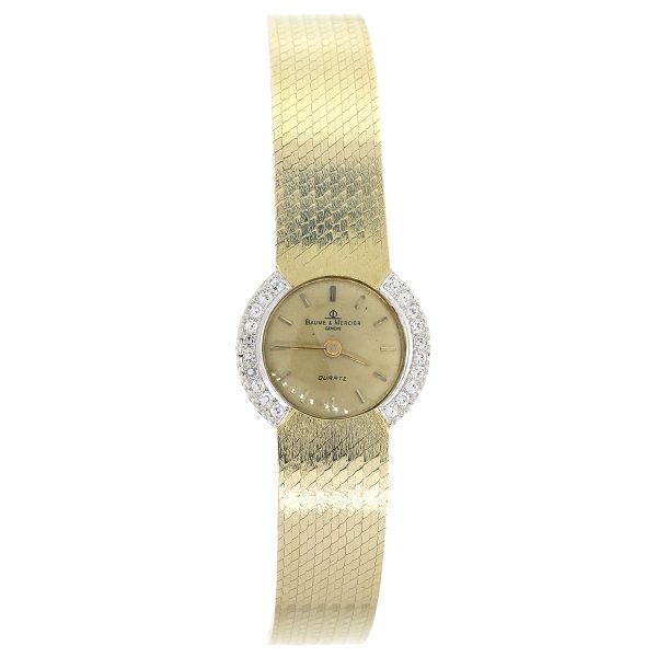 Baume & Mercier 14k Yellow Gold & Diamond Bezel Vintage Ladies Watch