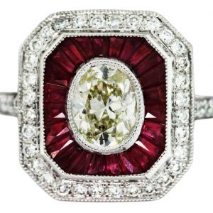 oval cut diamond ruby engagement ring vintage
