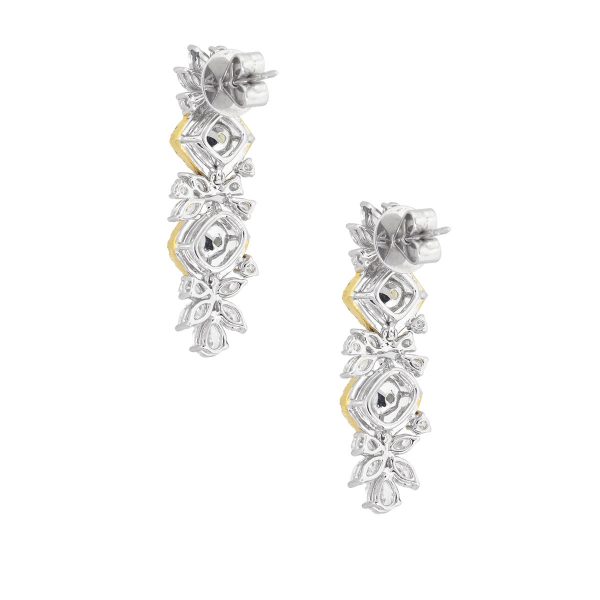 18k White Gold 6.54ctw Fancy Diamond GIA Drop Earrings