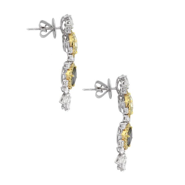 18k White Gold 6.54ctw Fancy Diamond GIA Drop Earrings