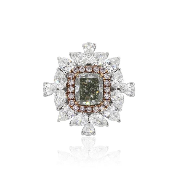 18k White Gold 3.87ctw GIA Diamond Halo Engagement Ring