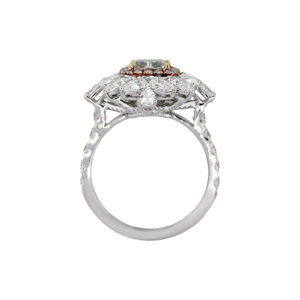 18k White Gold 3.87ctw GIA Diamond Halo Engagement Ring