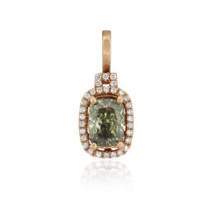 18k Rose Gold 2.02ct Fancy Cushion GIA Diamond Pendant