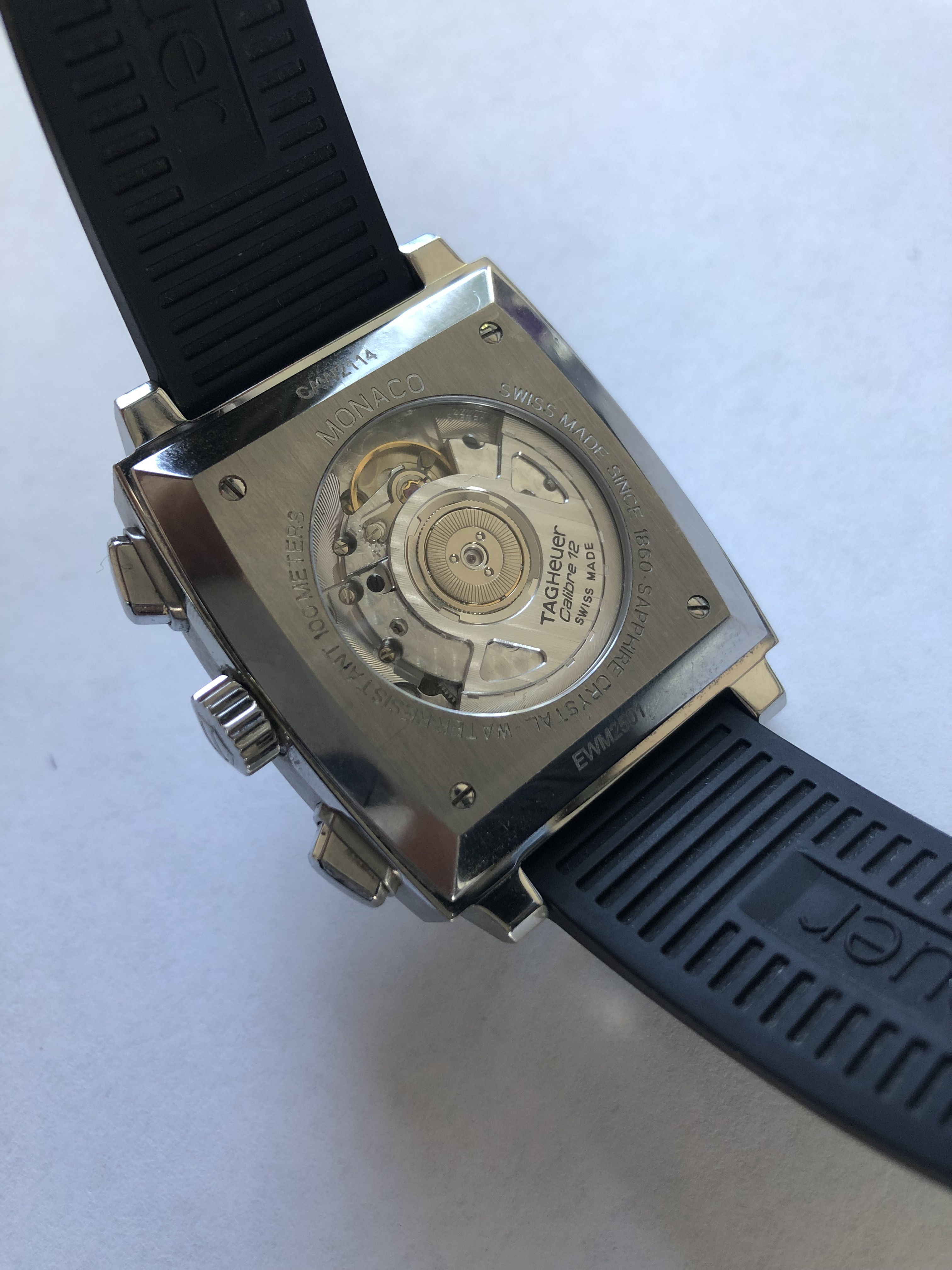 TAG Heuer Monaco men's watch back side view