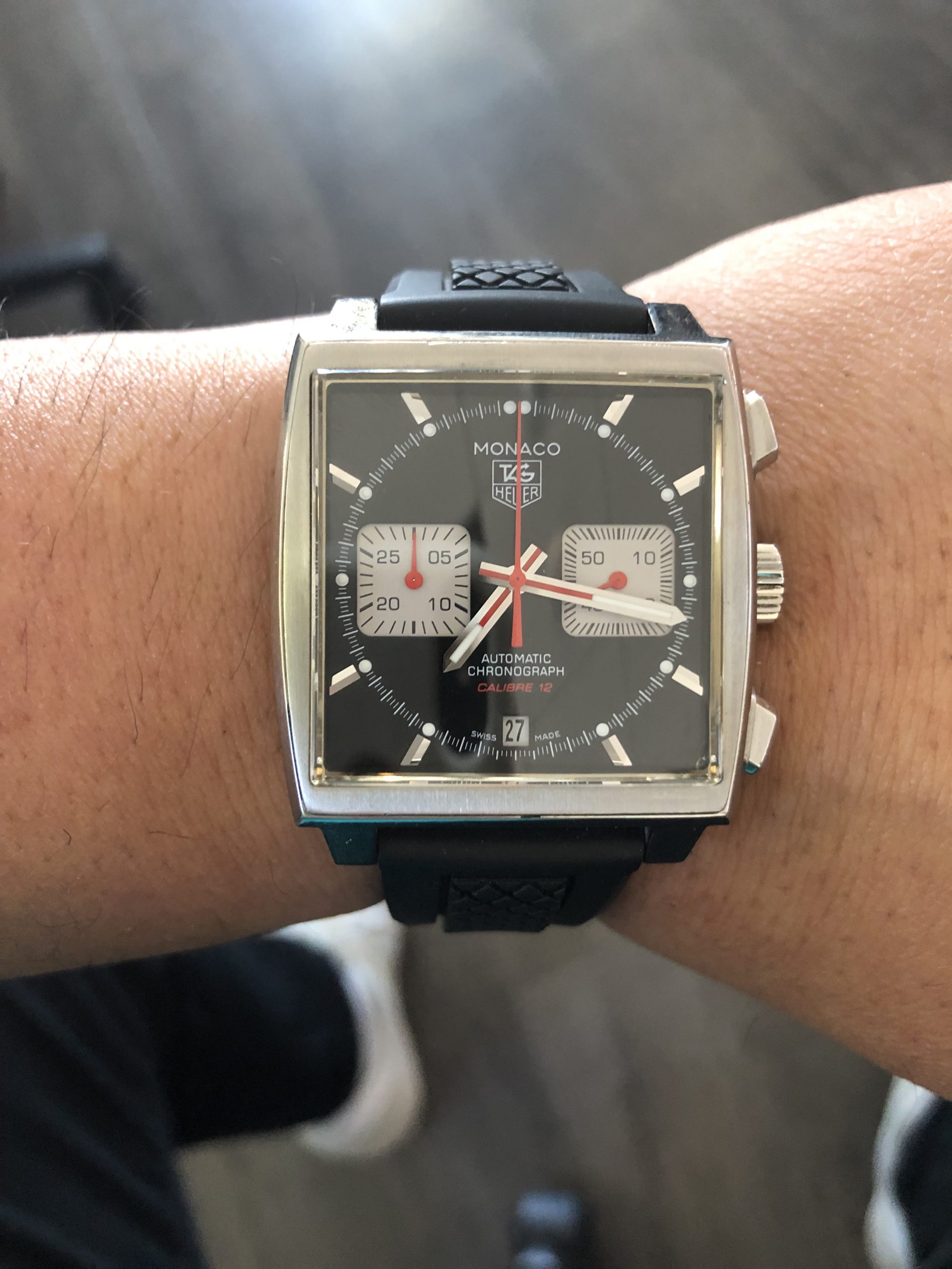 TAG Heuer Monaco men's watch on wrist