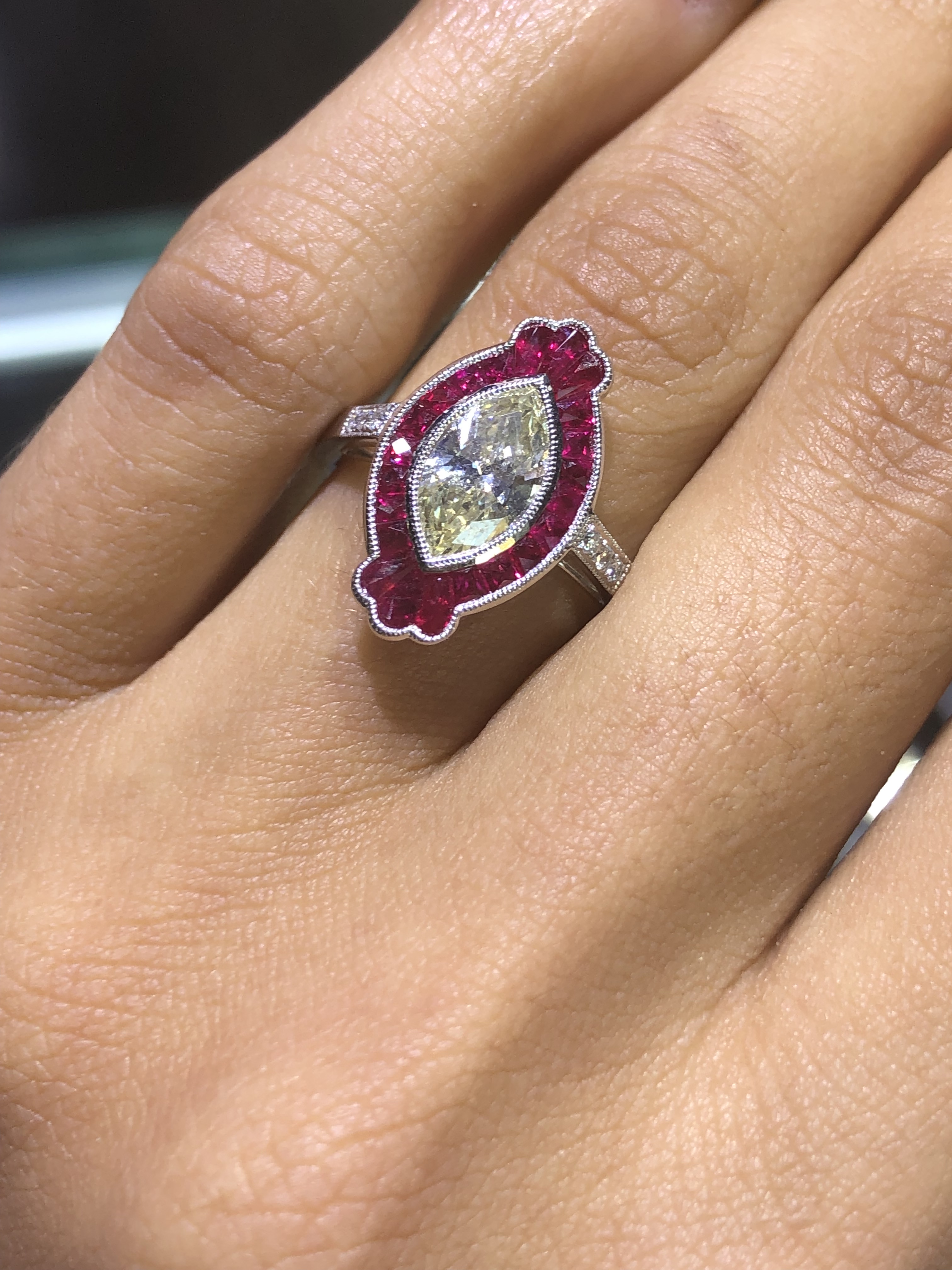 ruby and diamond ring like Orlando Bloom proposed with 