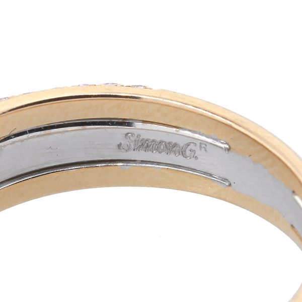 Simon G 18k Two Tone 0.90ct Radiant GIA Diamond Engagement Ring