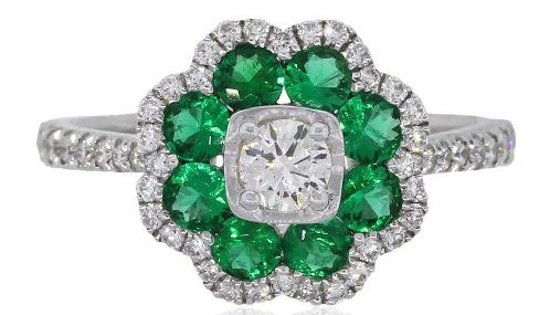 emerald flower diamond ring