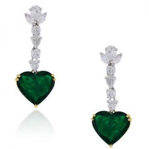 emerald heart earrings