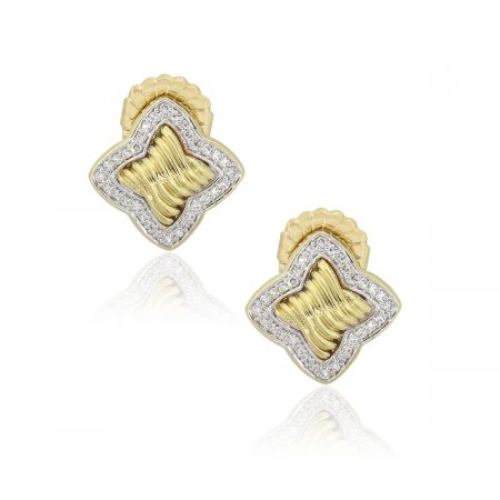 David Yurman 18k Yellow Gold Quatrefoil Diamond Earrings