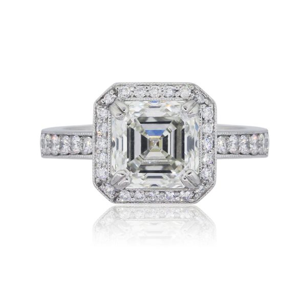 Platinum GIA Certified 3.20ct Asscher Cut Diamond Engagement Ring