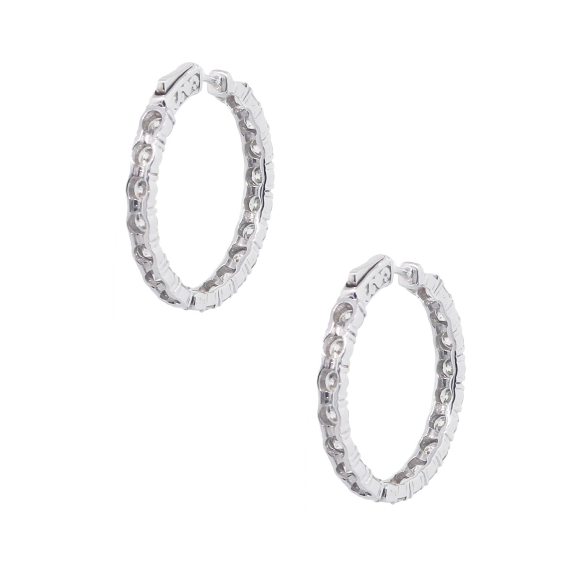 18k White Gold 6.93ctw Diamond Inside Out Hoop Earrings