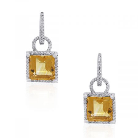 14k Yellow Gold Citrine Gemstone Earrings