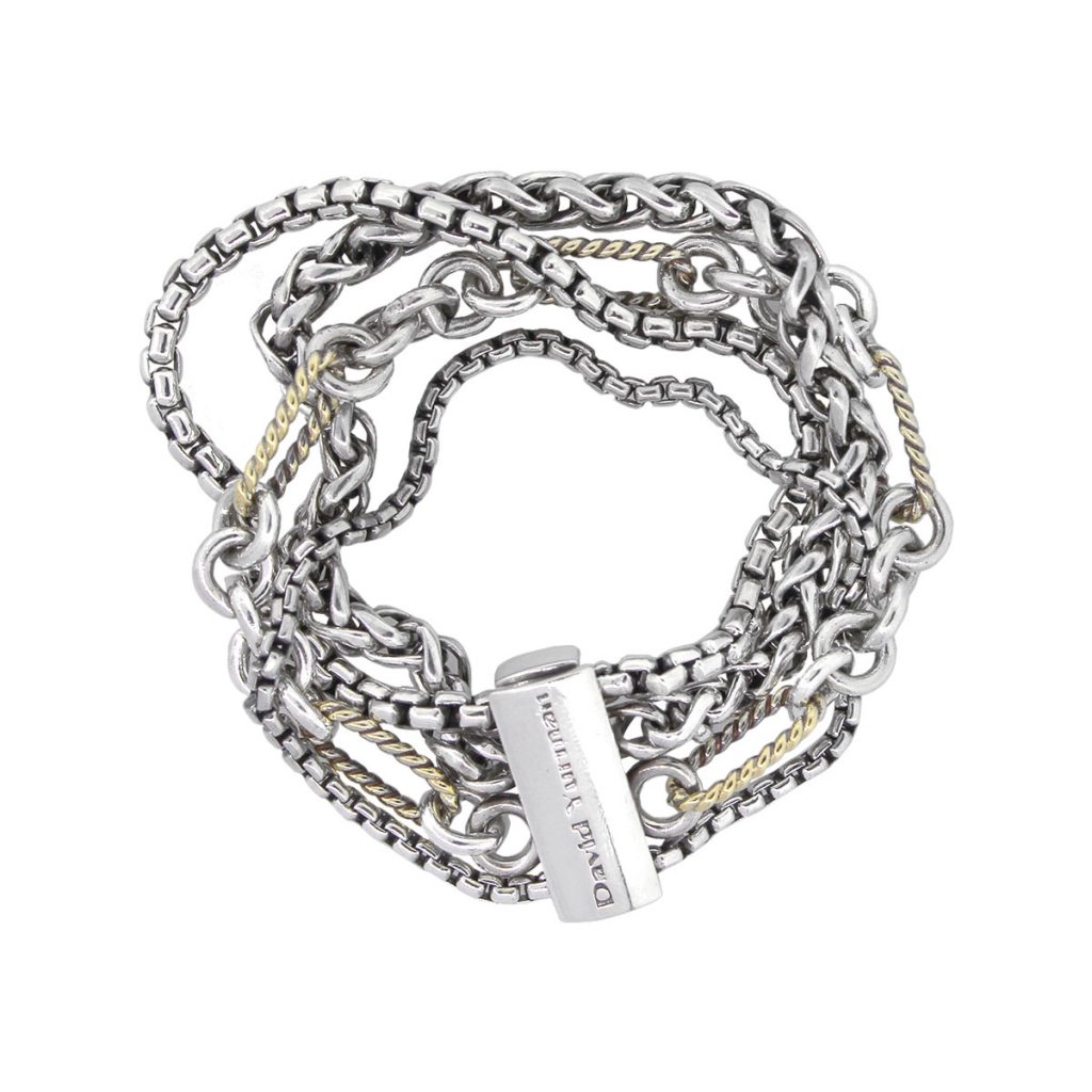 David Yurman Two Tone Four Row Chain Bracelet