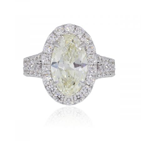 Henri Daussi 18k White Gold 3.81ctw GIA Certified Diamond Halo Split Band Engagement Ring