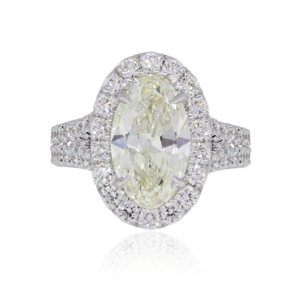 Henri Daussi 18k White Gold 3.81ctw GIA Certified Diamond Halo Split Band Engagement Ring