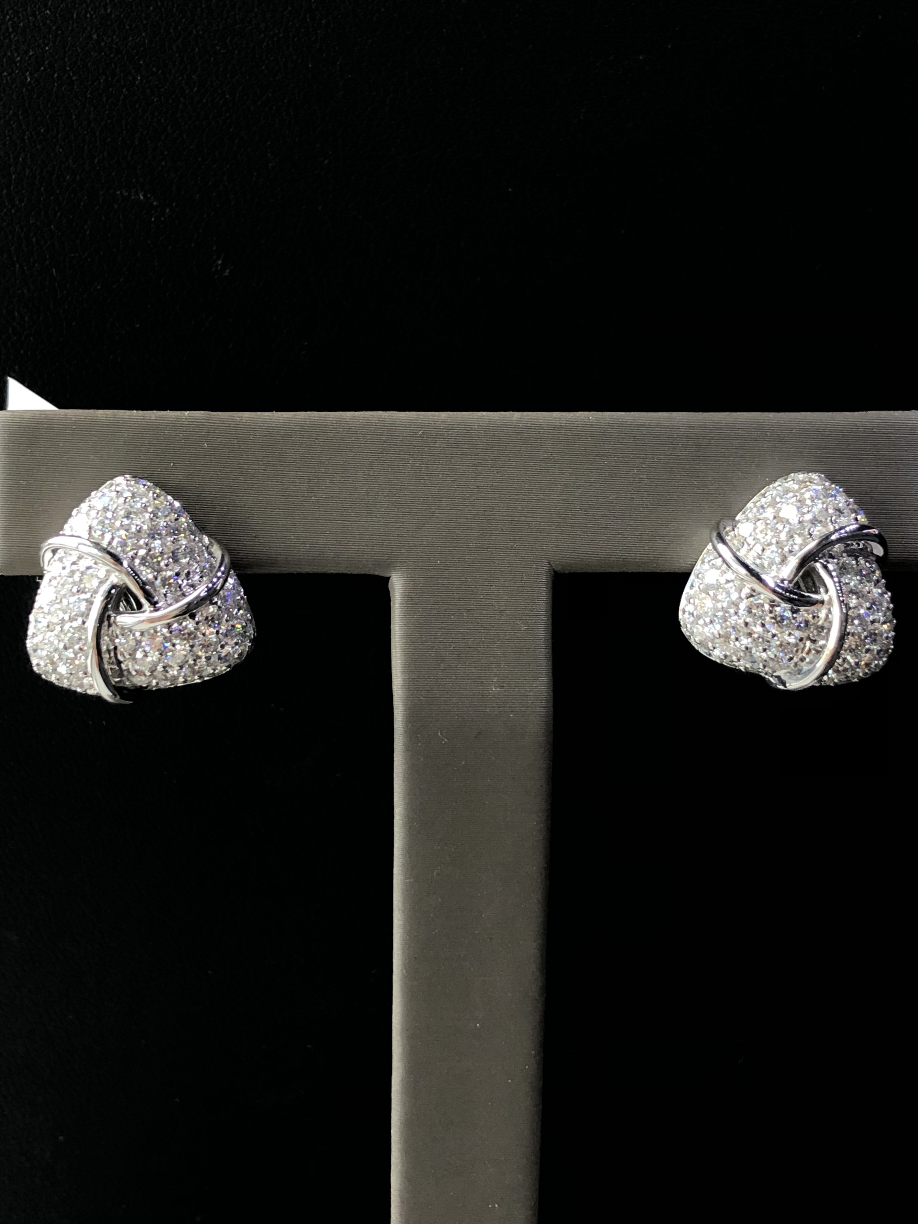 wedding jewelry earrings 18k White Gold 2.80ctw Diamond Knot