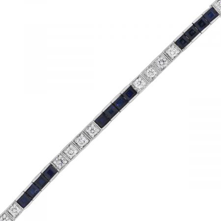 18k White Gold Diamond Sapphire Bracelet