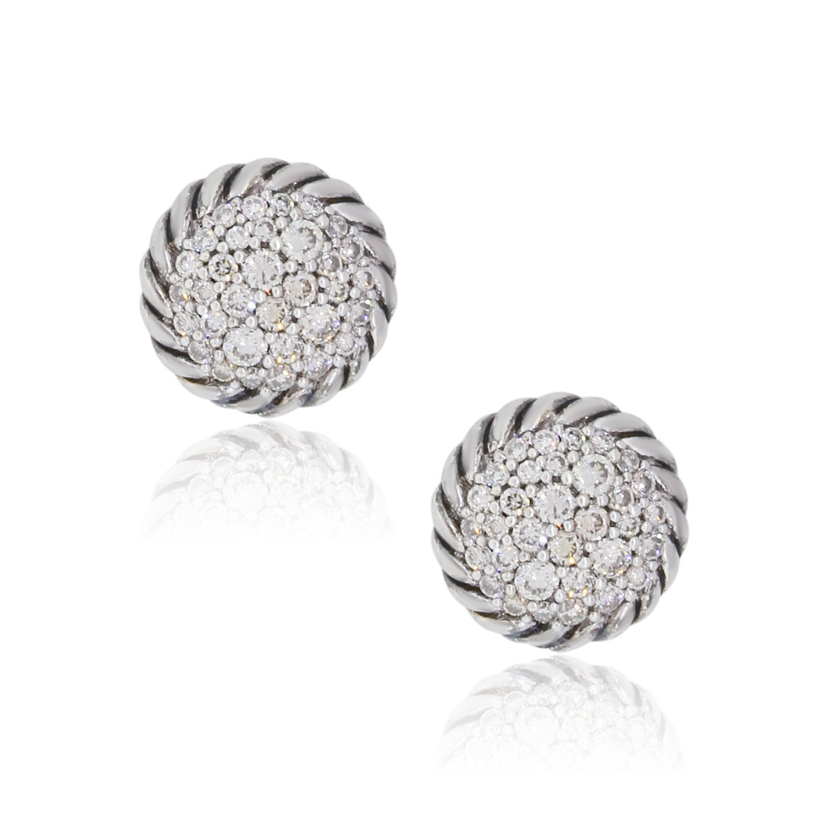 David Yurman Sterling Silver Diamond Pave Chatelaine Earrings