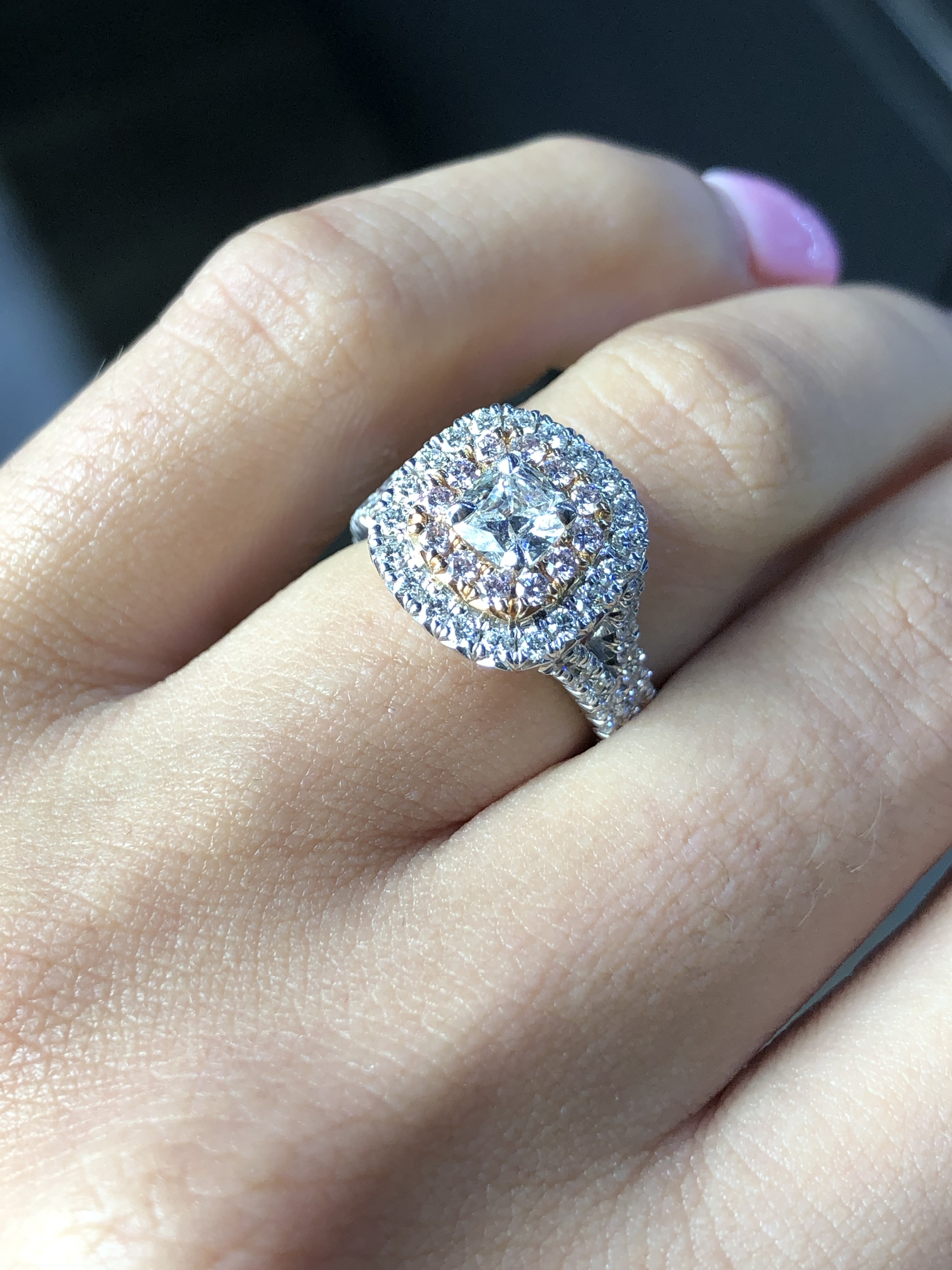 Double diamond engagement on sale ring