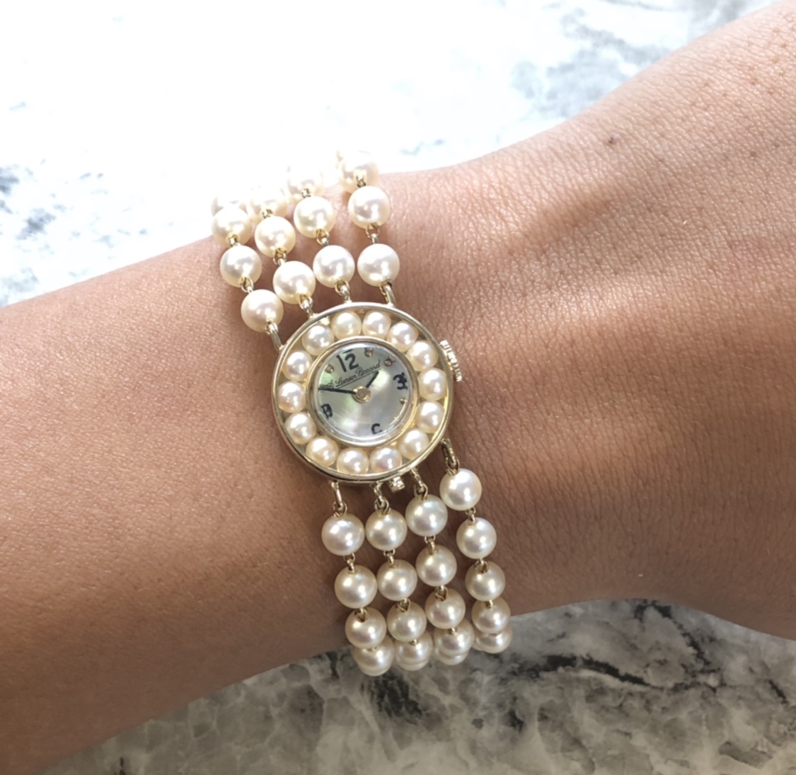 spring wedding pearls watch