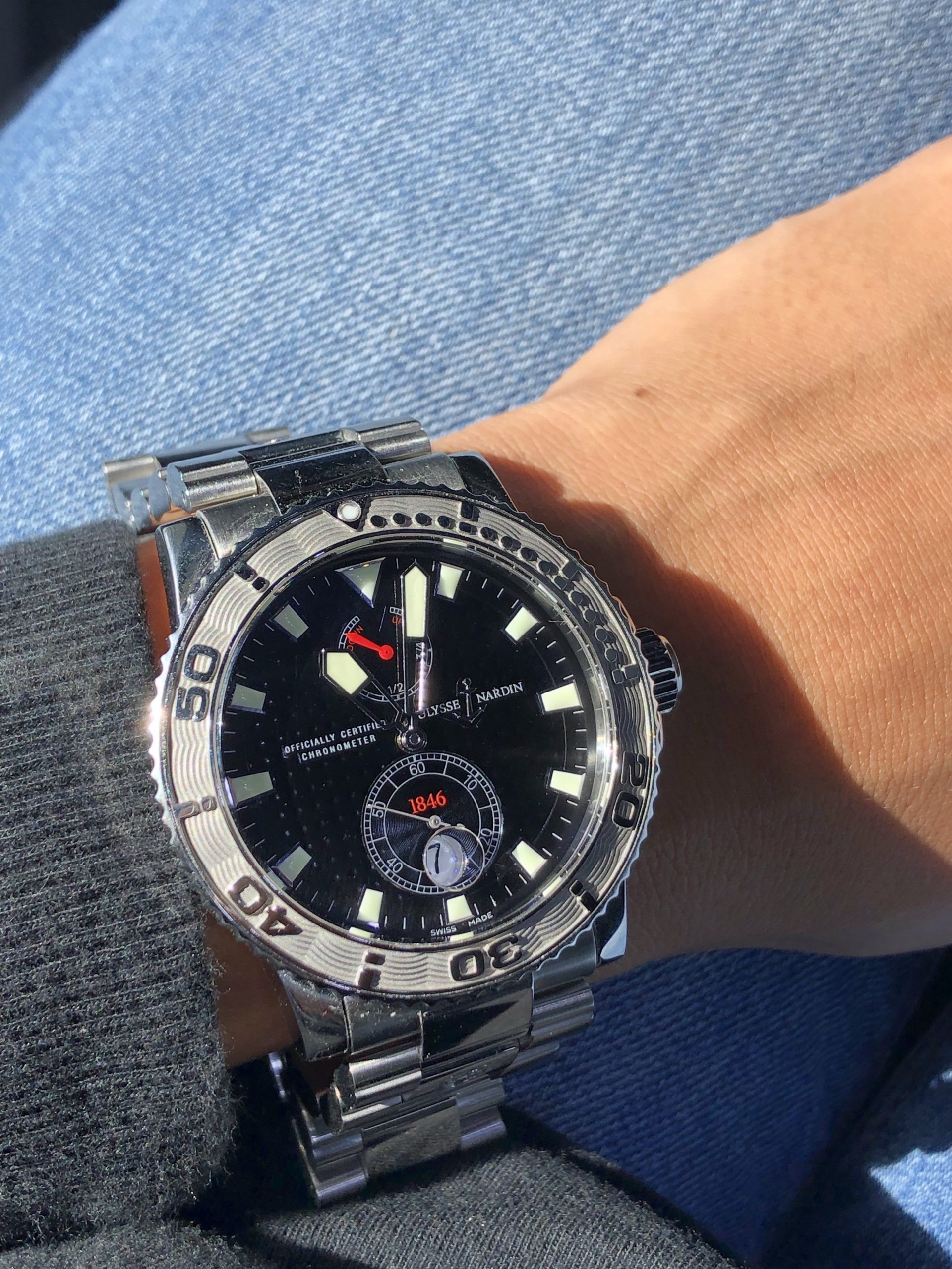 nardin ulysse marine chronometer watch on wrist
