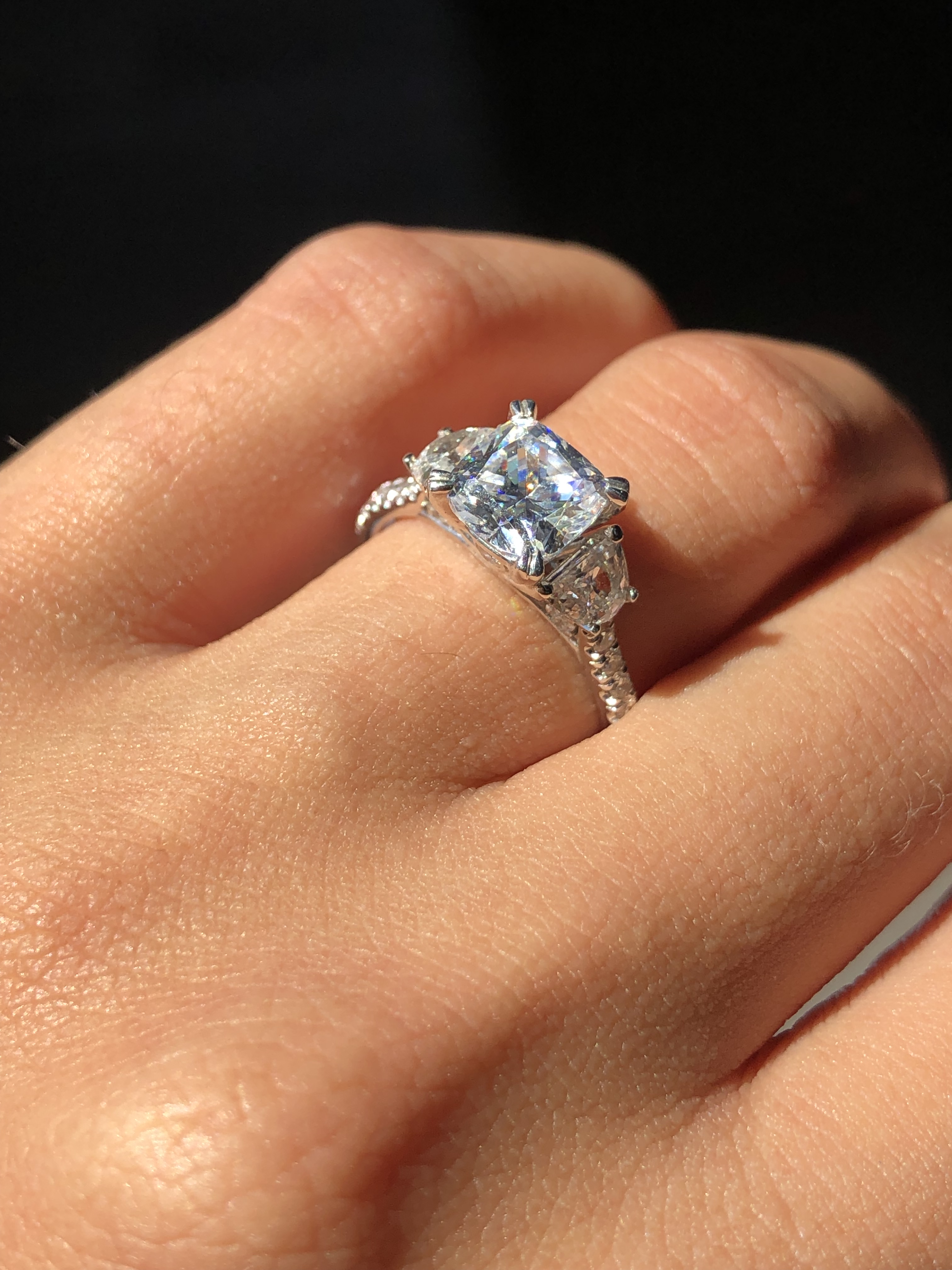 three diamond ring gabriel & co engagement
