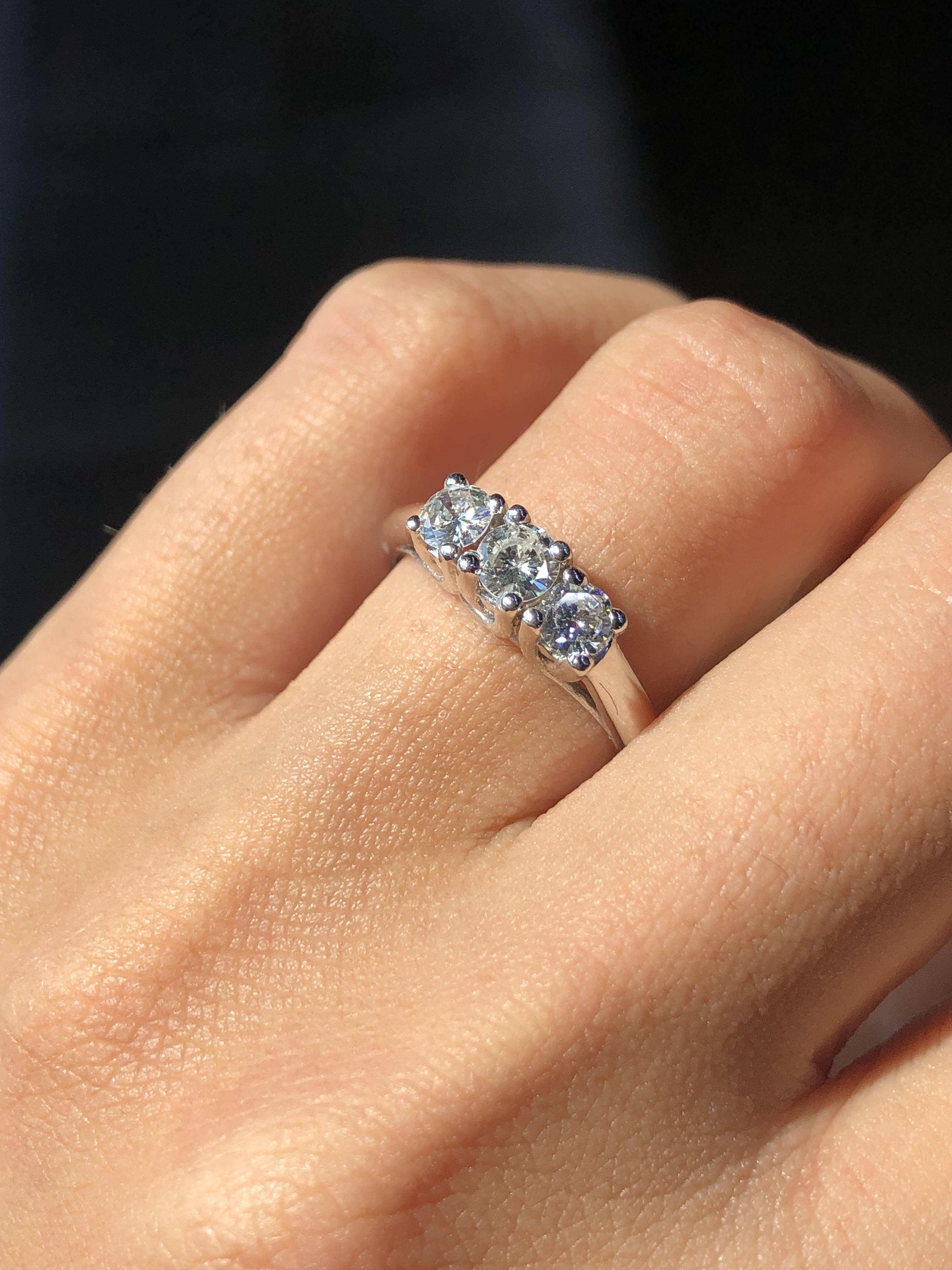 Triple diamond engagement on sale ring