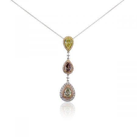 18k White and Rose Gold 3.82ctw Diamond Drop Pendant Necklace