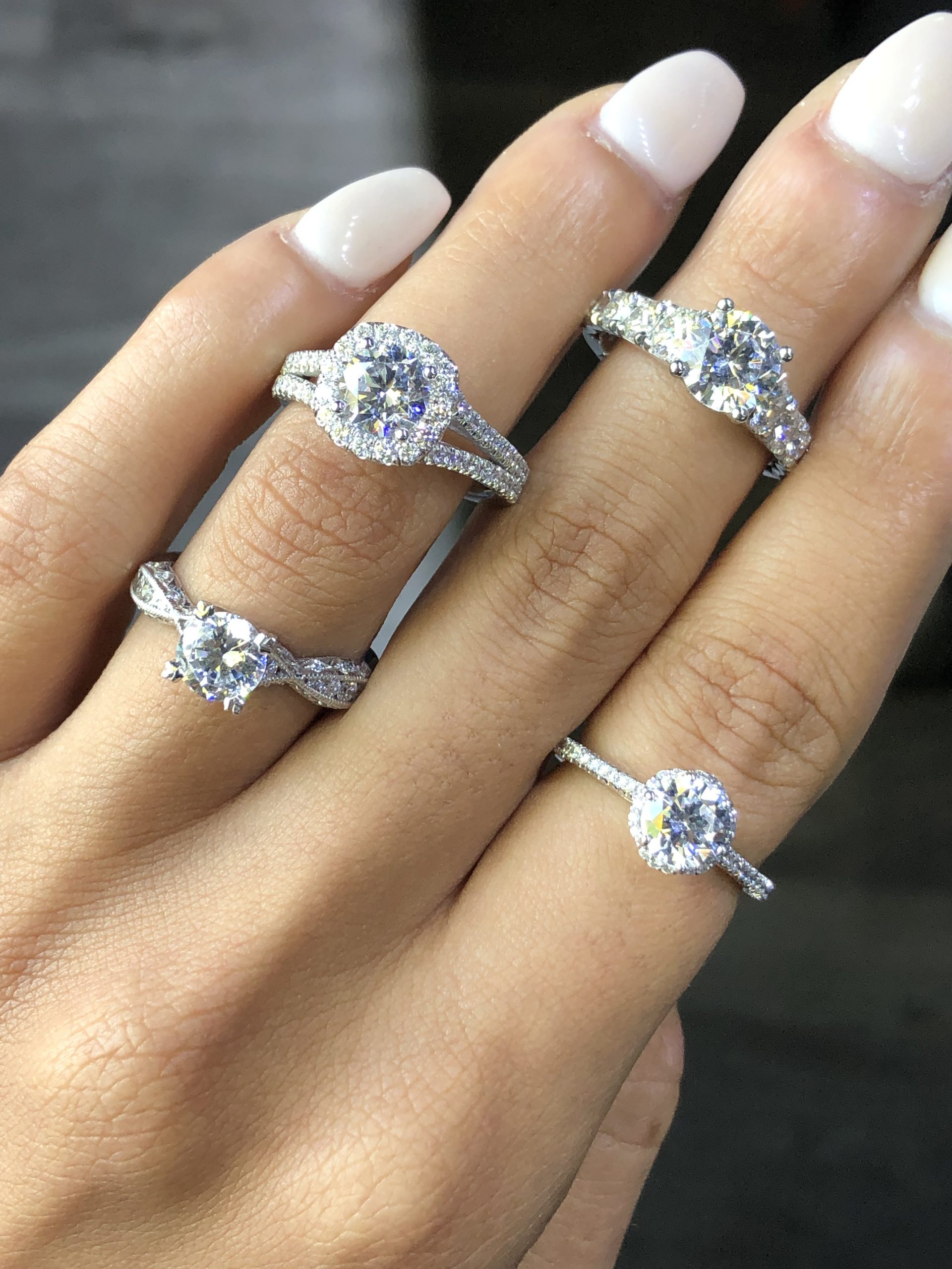 engagement vs wedding rings four engagement diamond solitaires