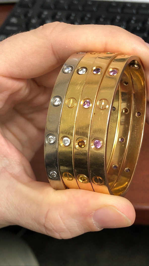stacking bracelets with a watch