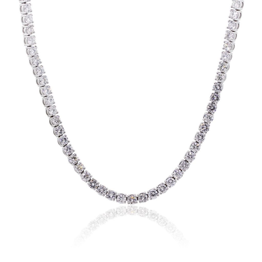 14k White Gold 33ctw Diamond 26" Tennis Necklace