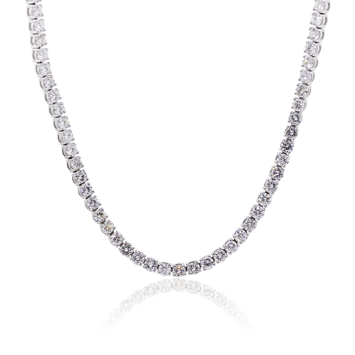 14k White Gold 33ctw Diamond 26" Tennis Necklace