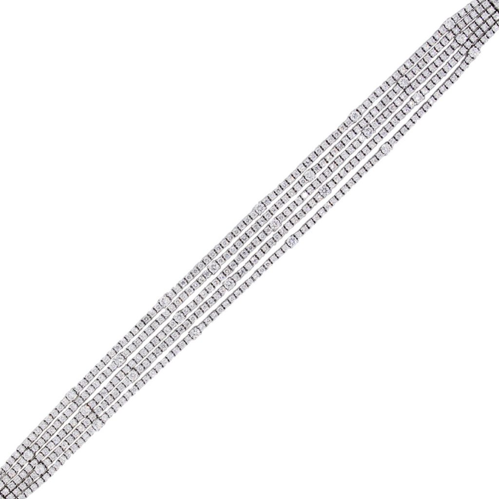 14k White Gold 8.5ctw Diamond 5 Line Bracelet