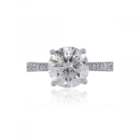 18k White Gold 3ct Round GIA Diamond Solitaire Engagement Ring