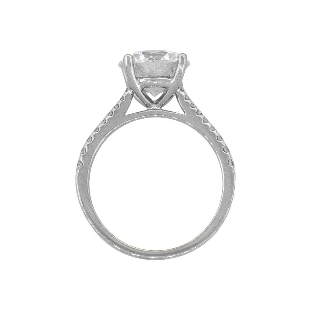 18k White Gold 3ct Round GIA Diamond Solitaire Engagement Ring