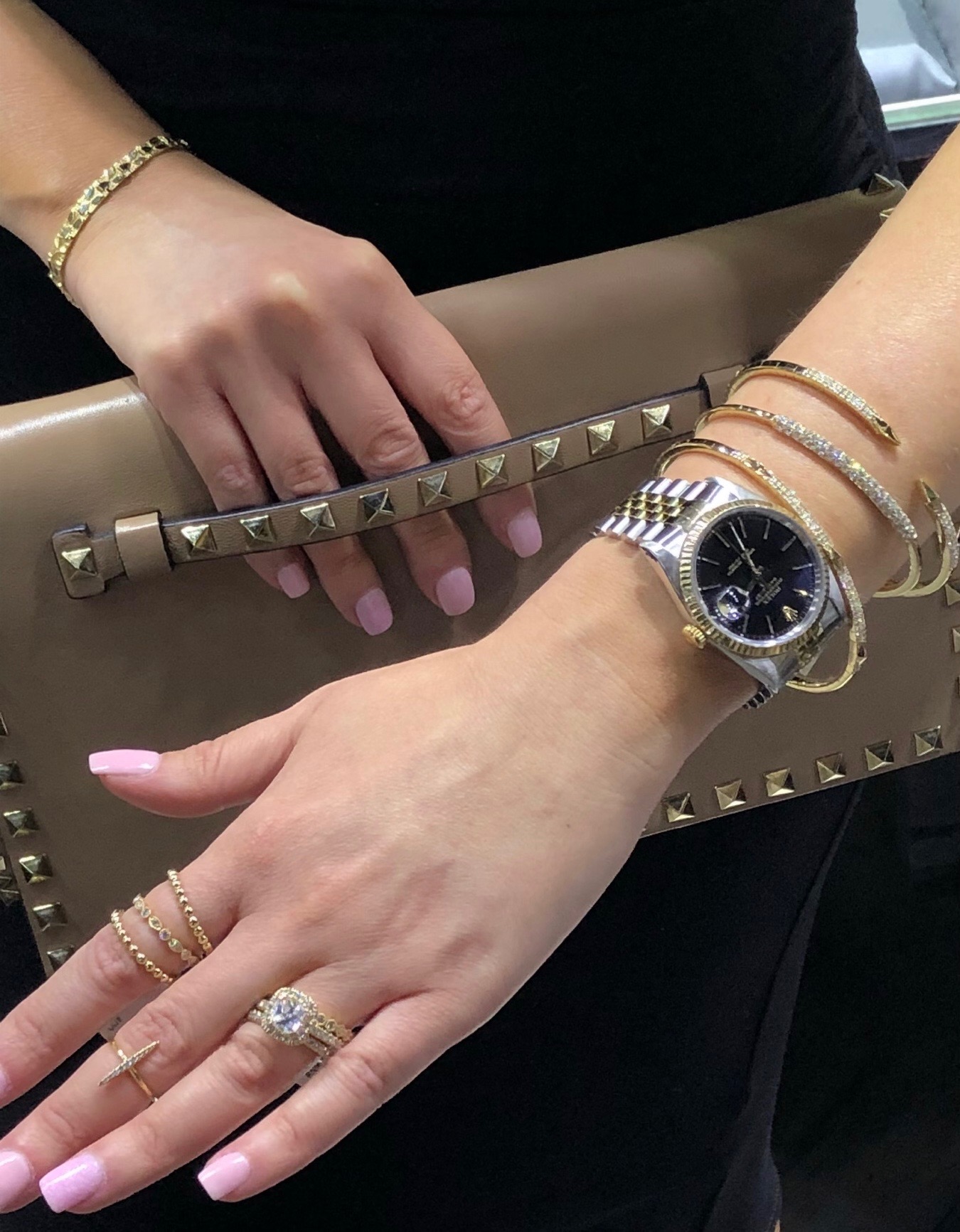 luxury jewellery and valentino handbag 