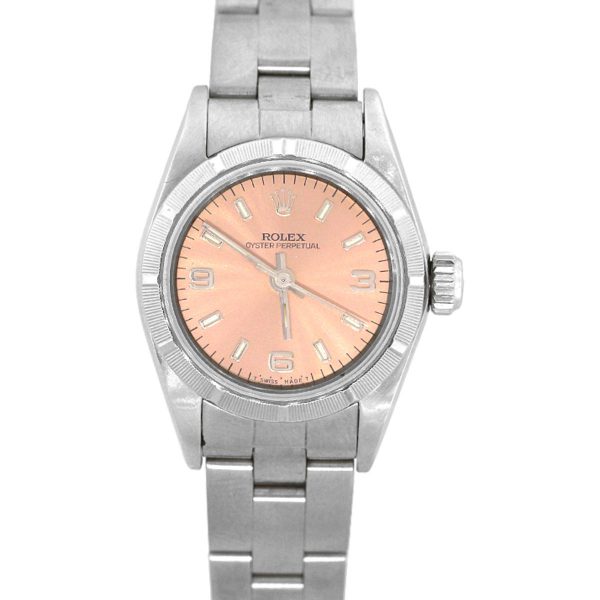 Rolex 67230 Oyster perpetual Stainless Steel Salmon Dial Ladies Watch