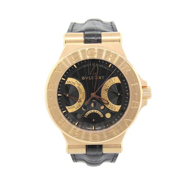 Bulgari Diagono 18k Rose Gold Black Chronograph Dial Watch