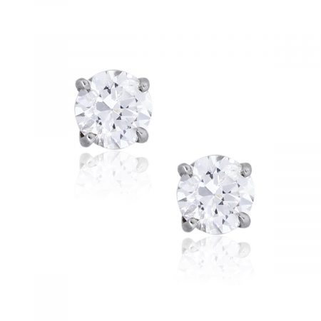 14k White Gold 1.10ctw Round Brilliant Diamond Stud Earrings