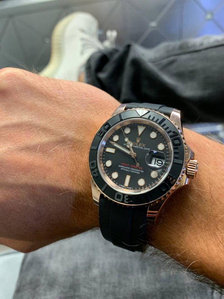rolex yacht master 40 rose gold rubber strap