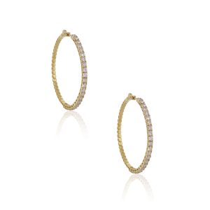 14k Yellow Gold 4.56ctw Diamond Inside Out Hoop Earrings