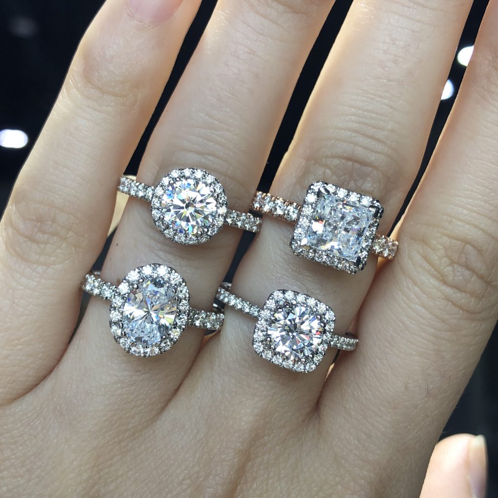 four diamond halo ring styles 