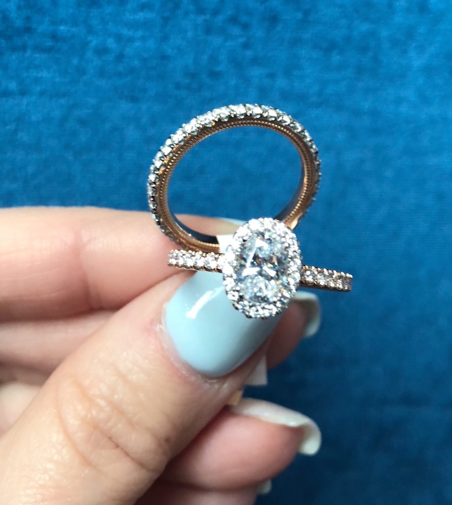halo ring with diamond eternity wedding band 
