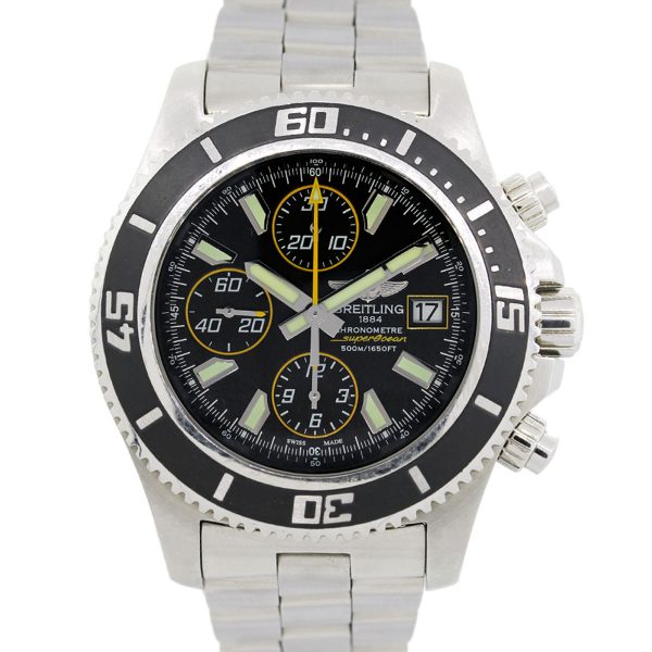 Breitling A13341 Superocean Chronograph Black Dial Stainless Steel Watch