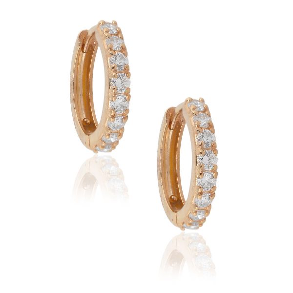 14k Rose Gold 0.66ctw Round Diamond Huggie Earrings